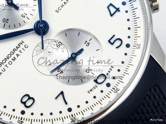 MIROTIME 0422 Casual Portuguese Chrono IW3716 Z+F 1:1 Best Edition White Dial on Blue Rubber Strap A 7016